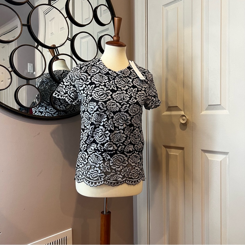 Black and White floral Lace top